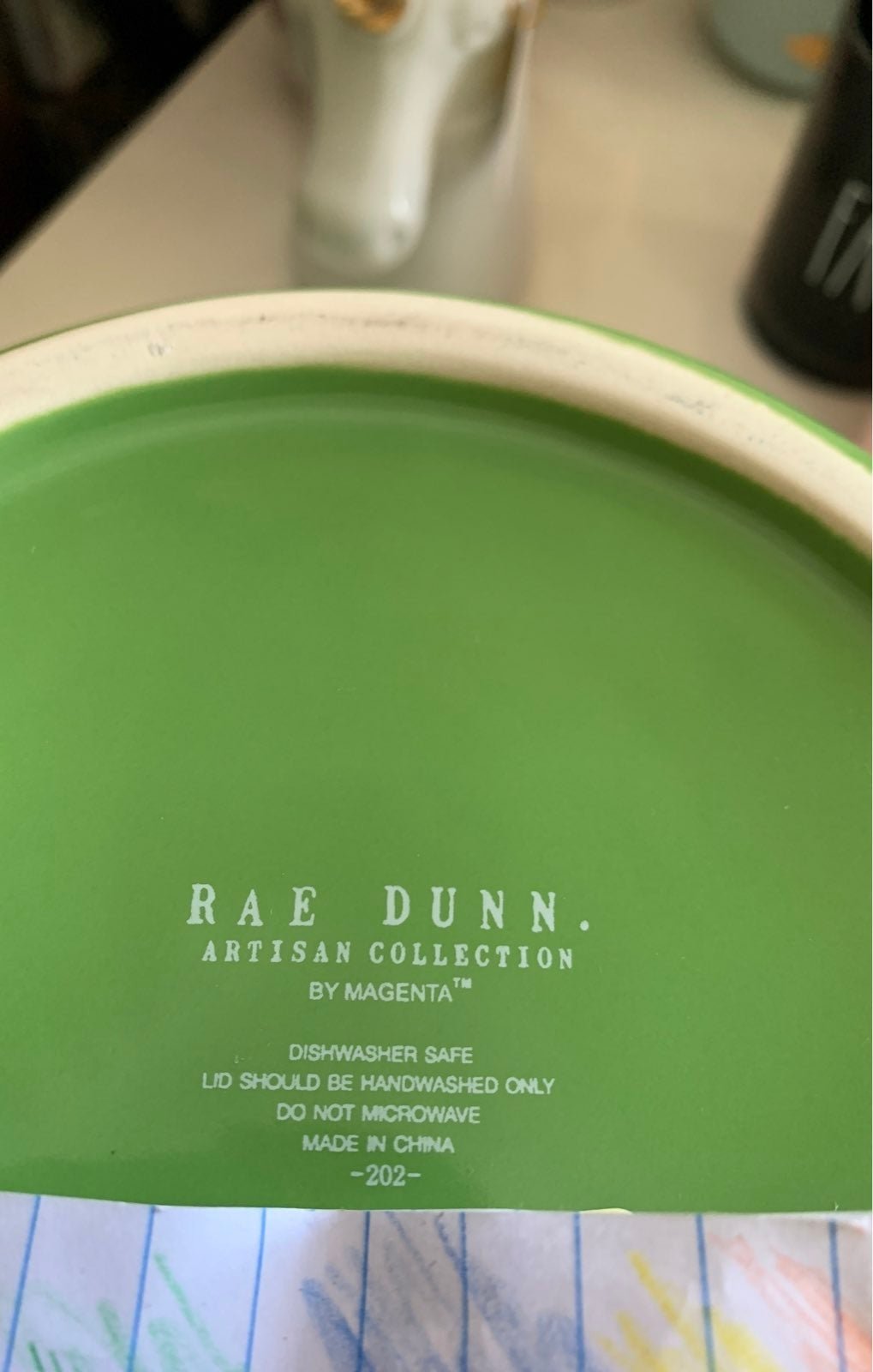 Rae dunn kiss me im irish canister - detail