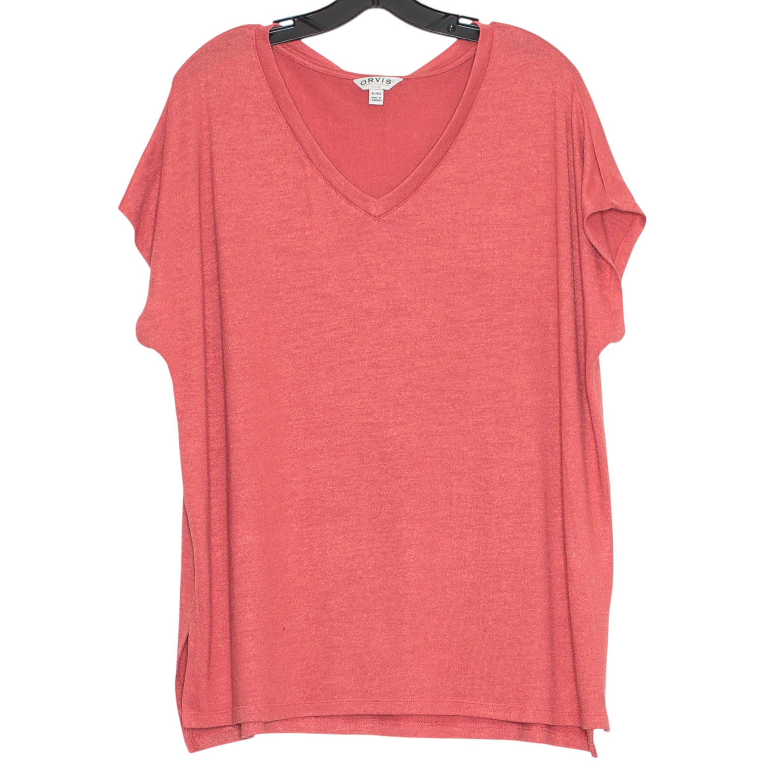 Orvis Womens Tunic Top Boxy V Neck Casual Comfy Cap Sleeve Size XL GN