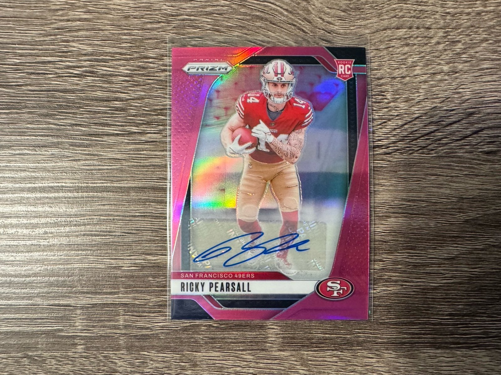 2025 Panini Prizm Ricky Pearsall Pink Auto #383 San Francisco 49ers Rookie Rc