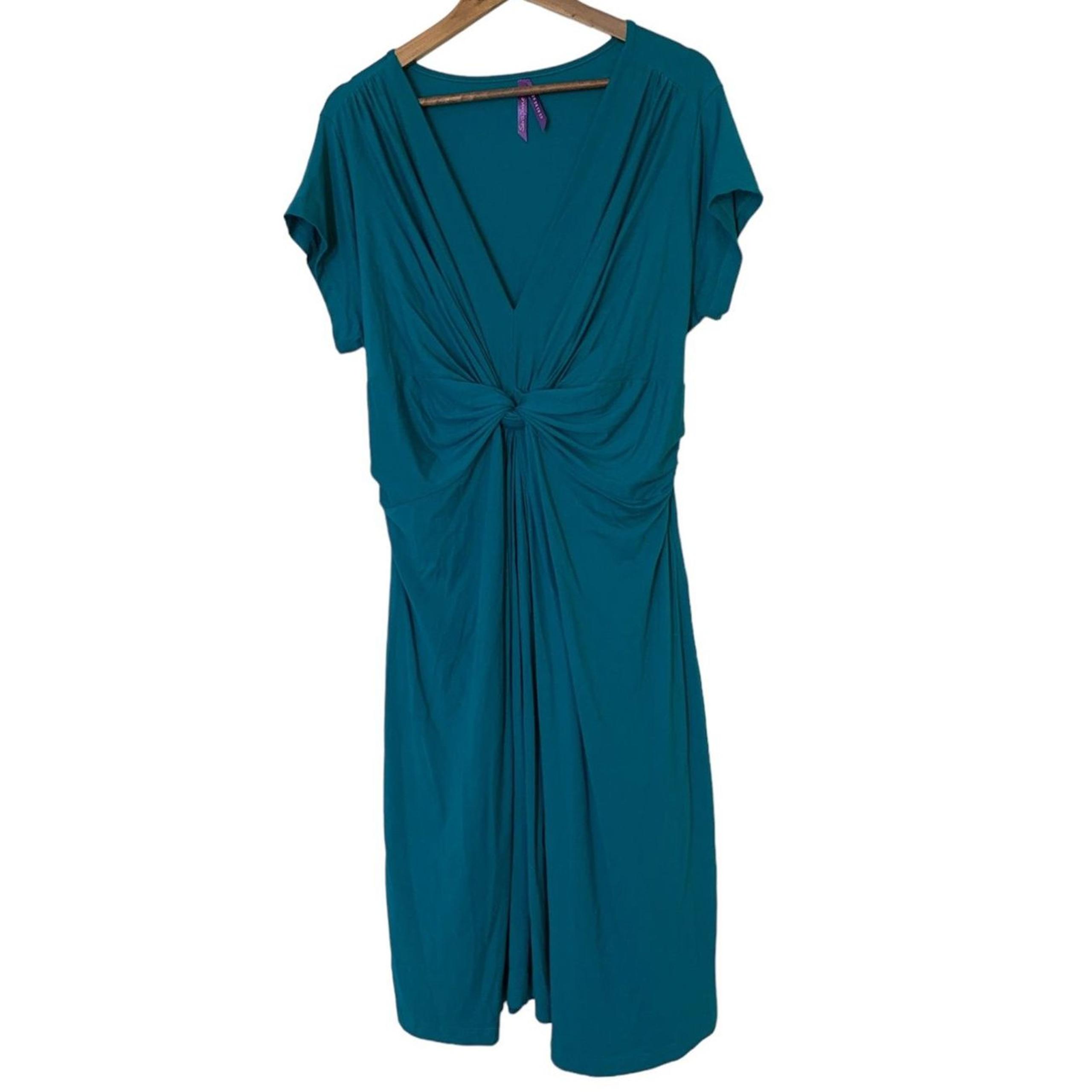 Seraphine Blue Knot Front Maternity V Neck Dress Womens Sz 14 Tie Back Pregnancy