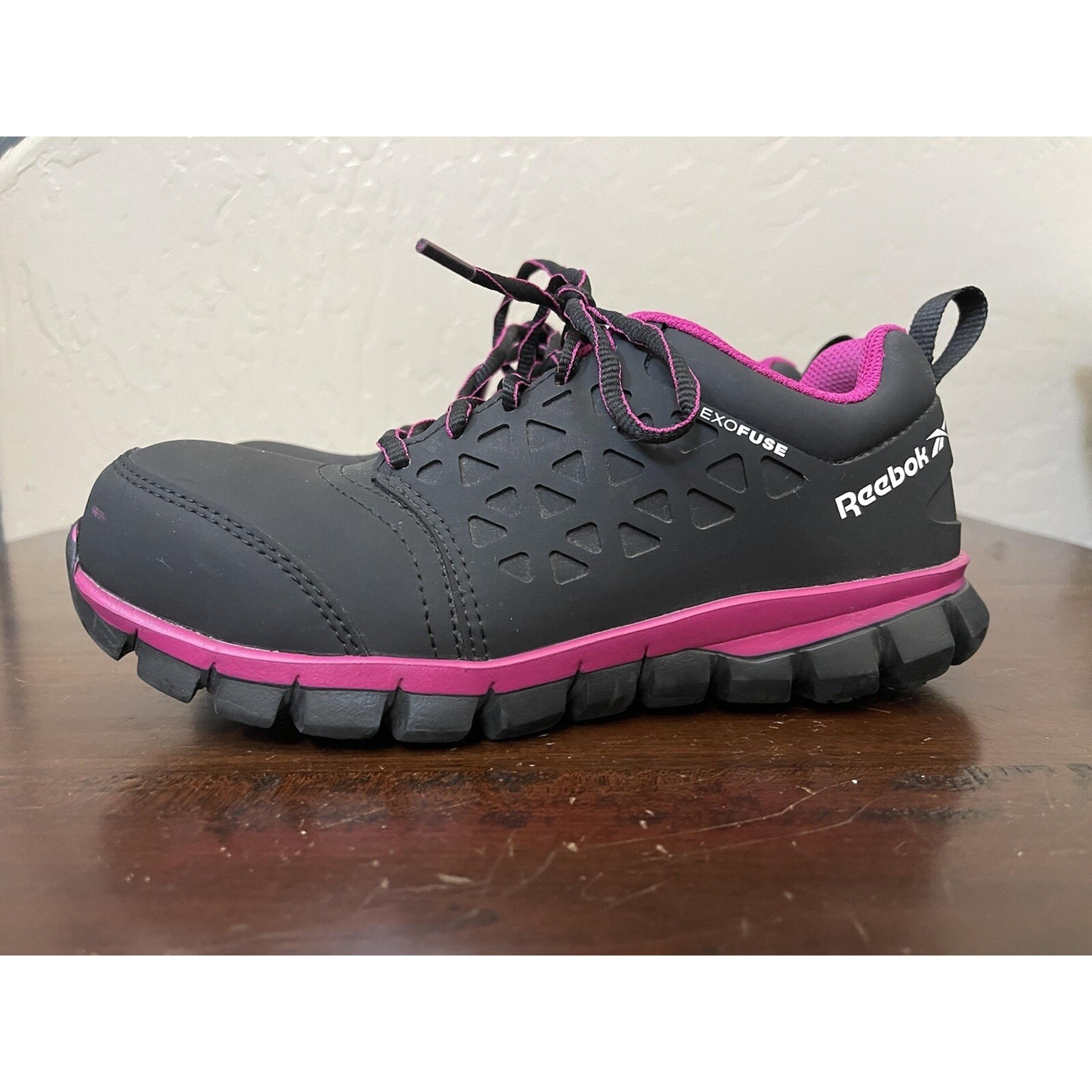 Reebok Steel Toe Safety Shoes Women's Sz 6M F2413-18 Black Pink