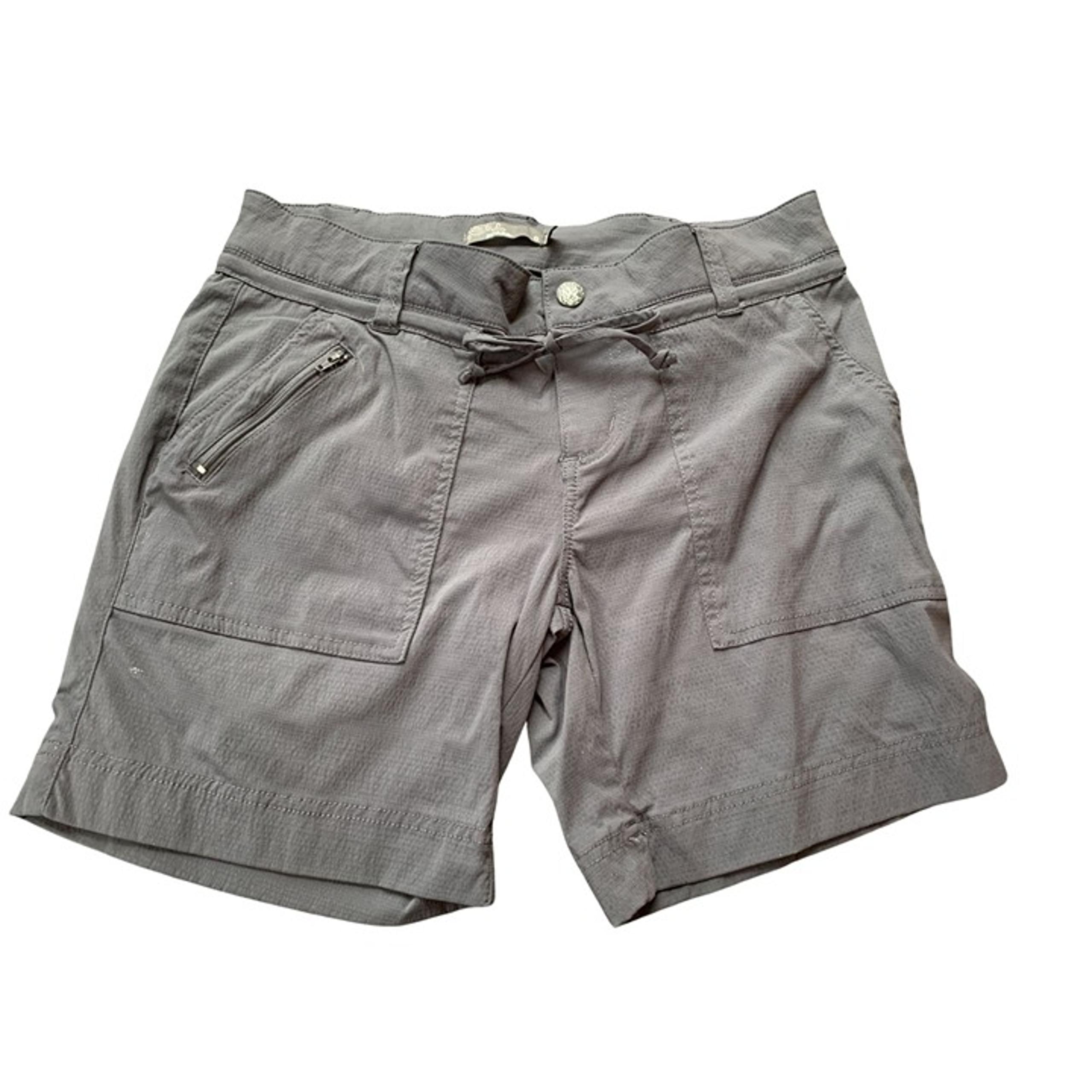Prana Women's Gray CargoSporty Athletic Hiking  Shorts With Zipper Pocket & Belt