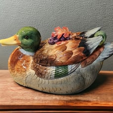 Fitz and Floyd Mallard Duck Tureen Autumn Woods Collection New in Box Lid Ladle