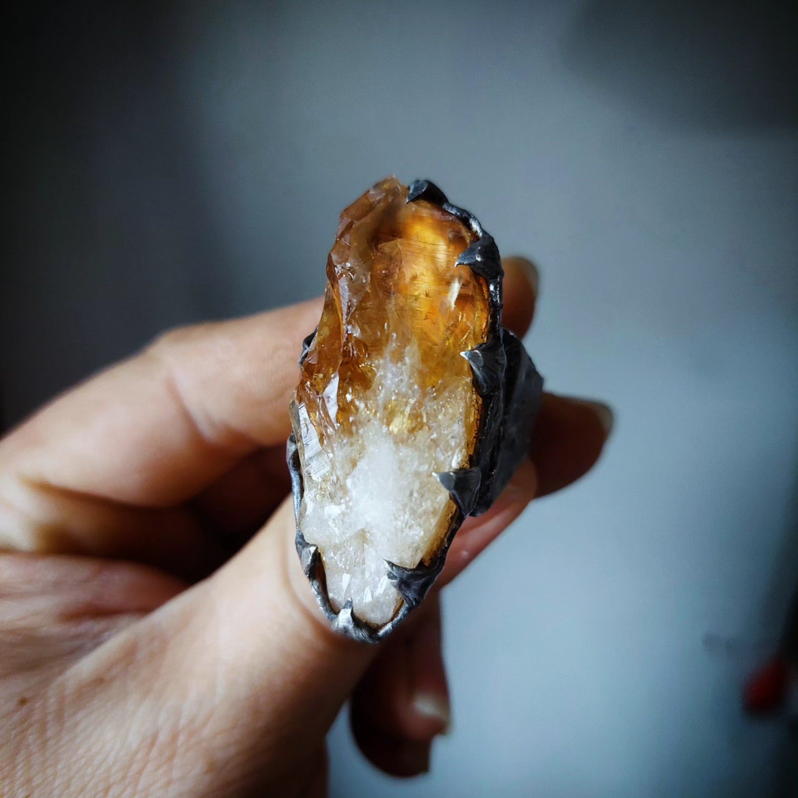 Golden Amethyst Dragonclaw Statement Ring