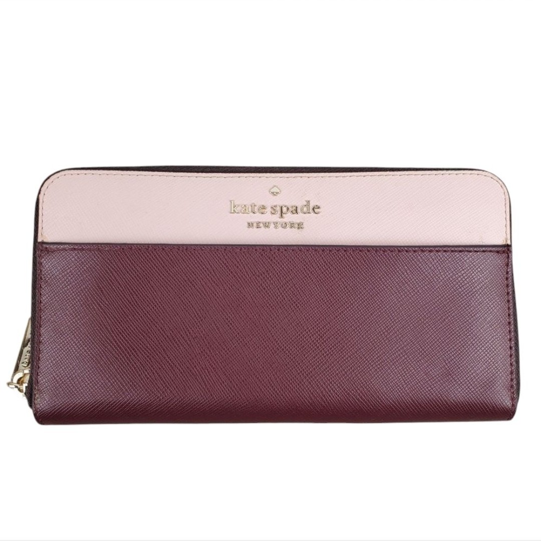 KATE SPADE Staci Colorblock Maroon and Blush Large Continental Wallet