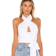 NWT Superdown White Jennifer Wrap Halter Top Size Small
