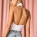 NWT Superdown White Jennifer Wrap Halter Top Size Small