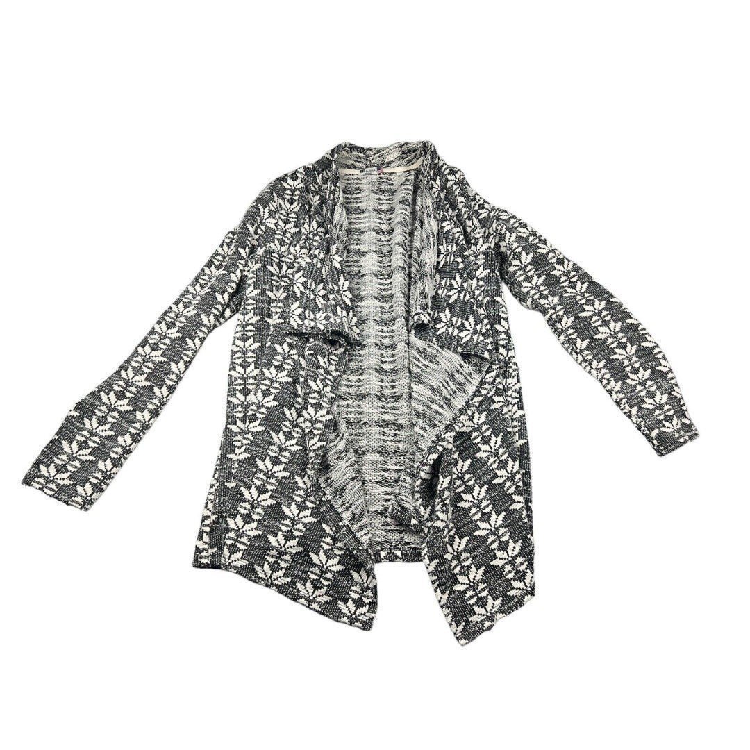 KUT FROM THE KLOTH Black White Fair Isle Draped Open Cardigan Sweater Medium