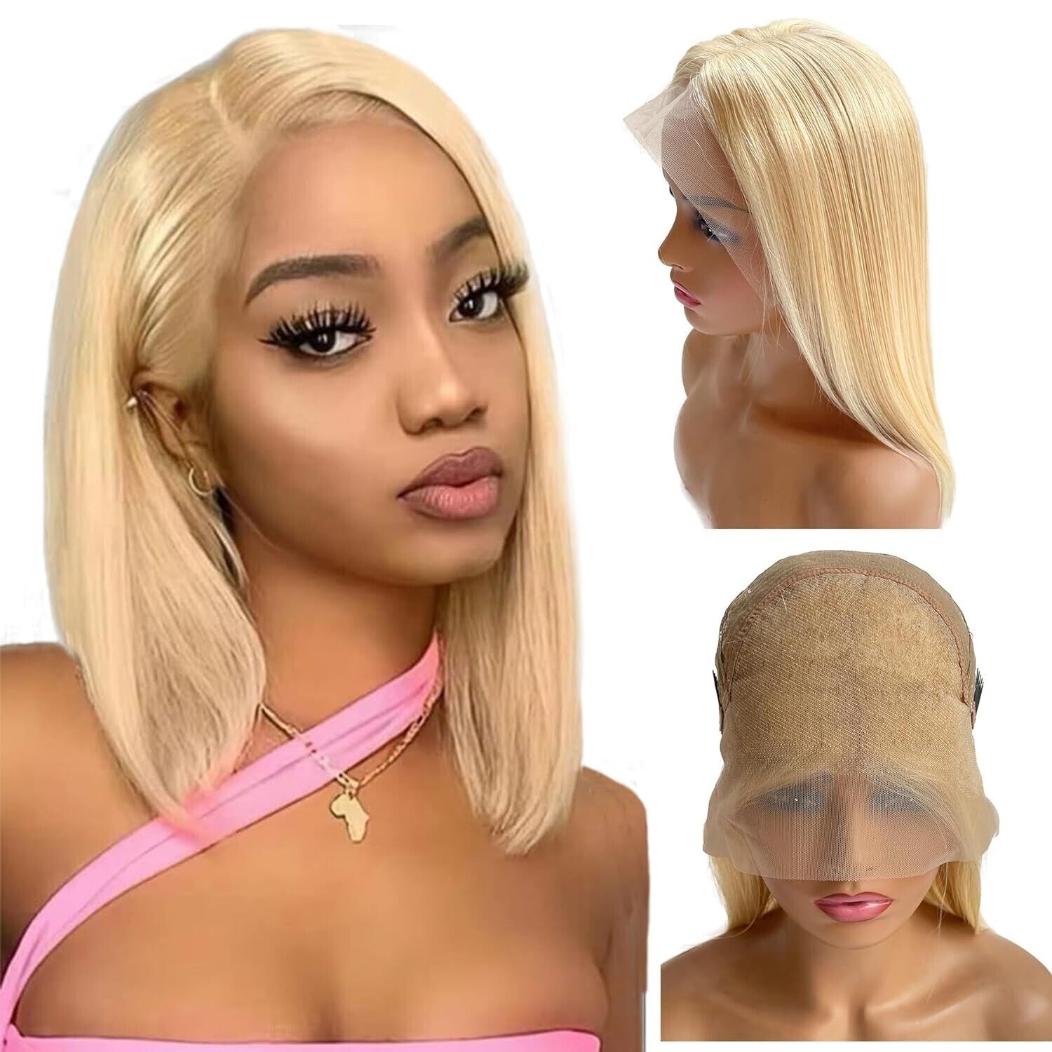 Glueless Wig Human Hair Honey Blonde Short Bob Hair Wigs 180% Density 12 Inch