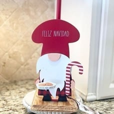 NEW Rae Dunn FELIZ NAVIDAD’ Wooden Gnome Paper Towel Holder