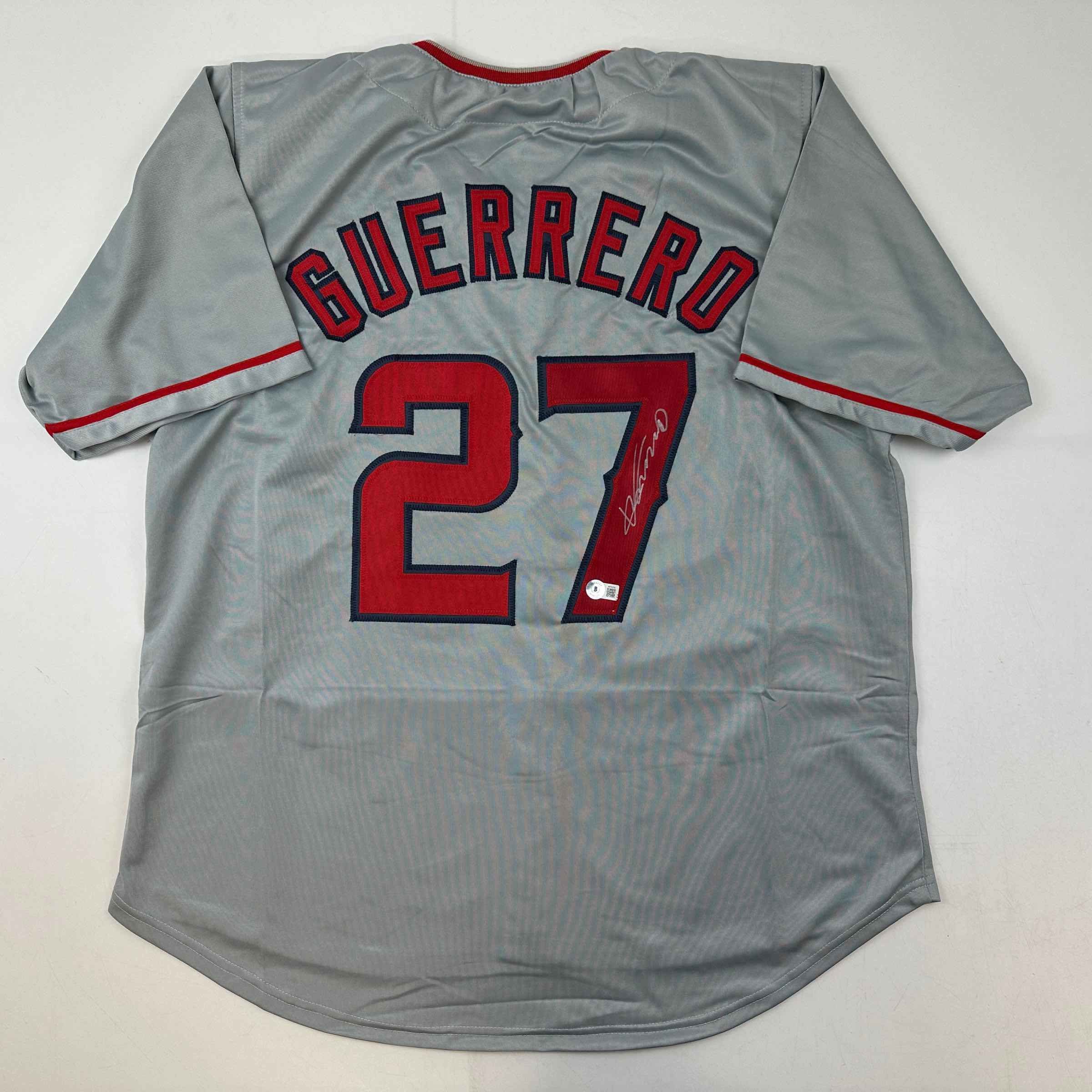 Autographed/Signed Vladimir Vlad Guerrero Los Angeles LA Anaheim Grey Jersey Be
