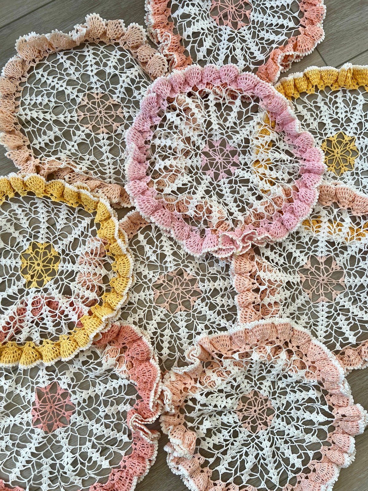 Vintage Handmade Crochet Doily Set of 10
