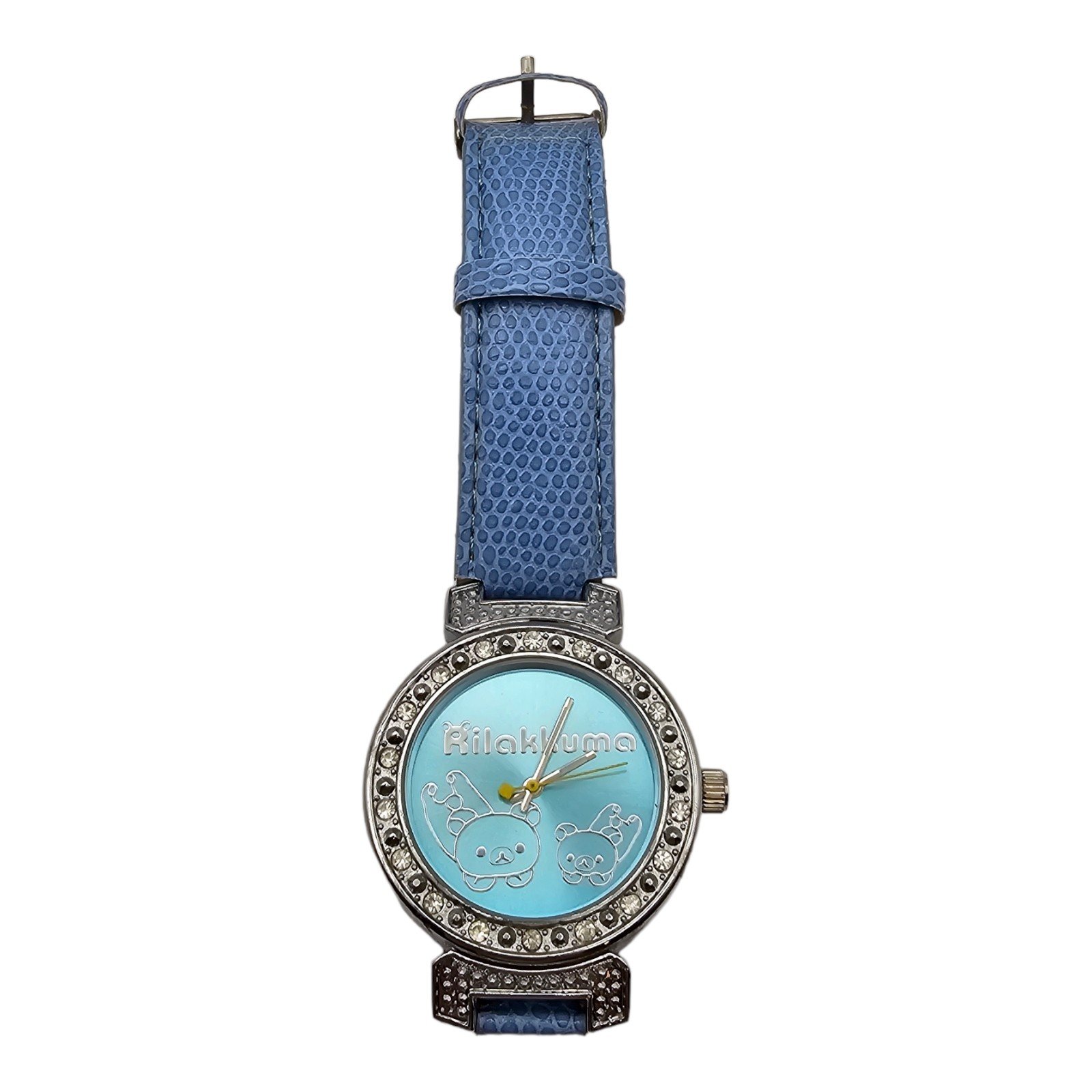 Rilakkuma SAN-X+ Green Camel White Rhinestones Bezel Blue Watch - Works