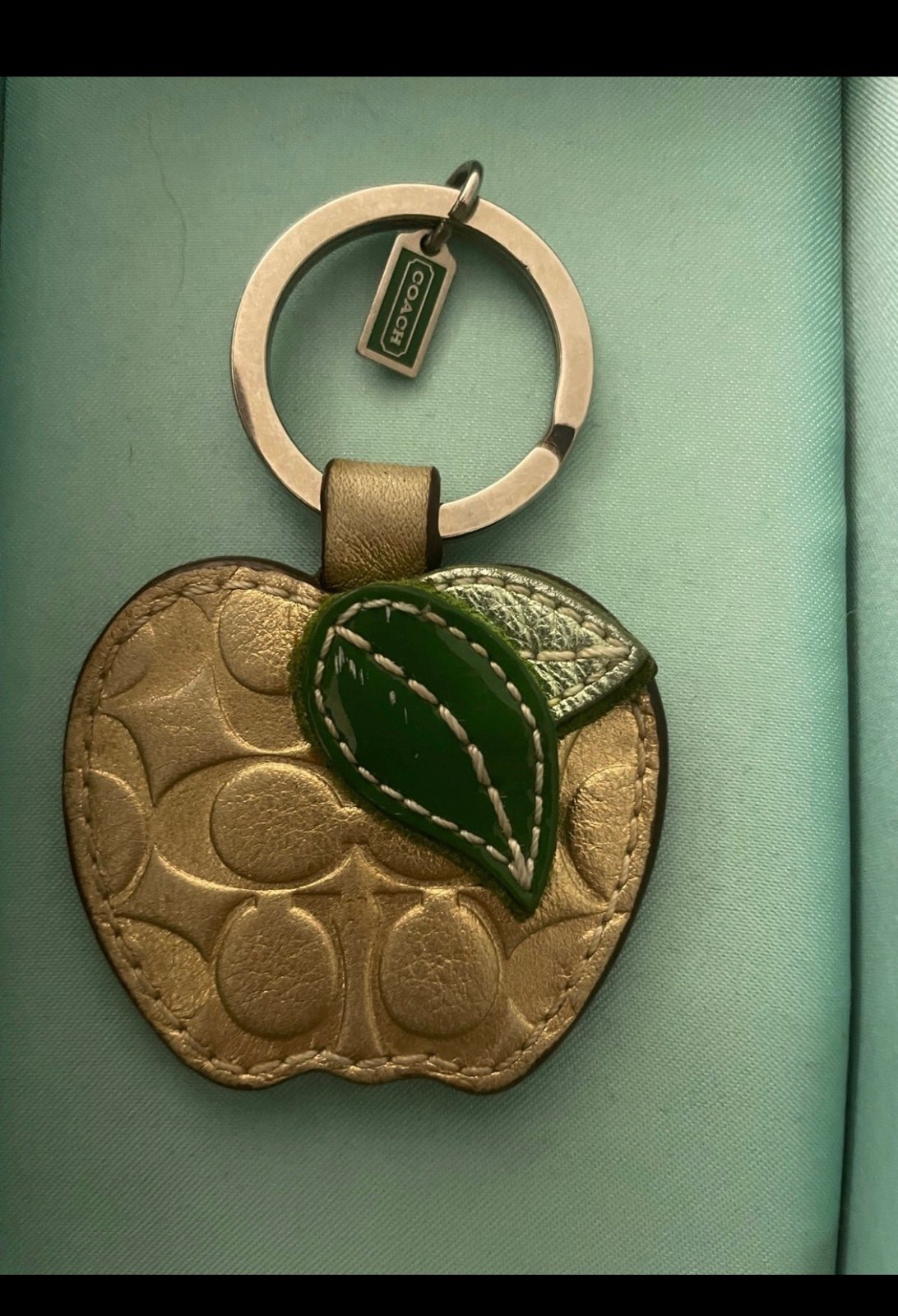 Coach Golden Gold Signature Apple keychain Charm RARE