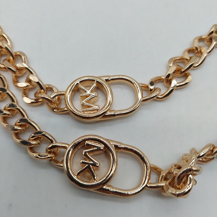 Michael Kors Gold Colored MK Logo Chain Clip Clasp Belt Metal 44