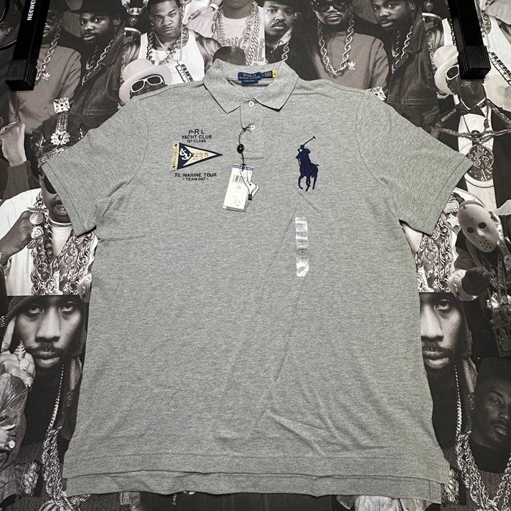 Polo Ralph Lauren Classic Fit Big Pony Yacht Club Polo Shirt Heather Grey Size L