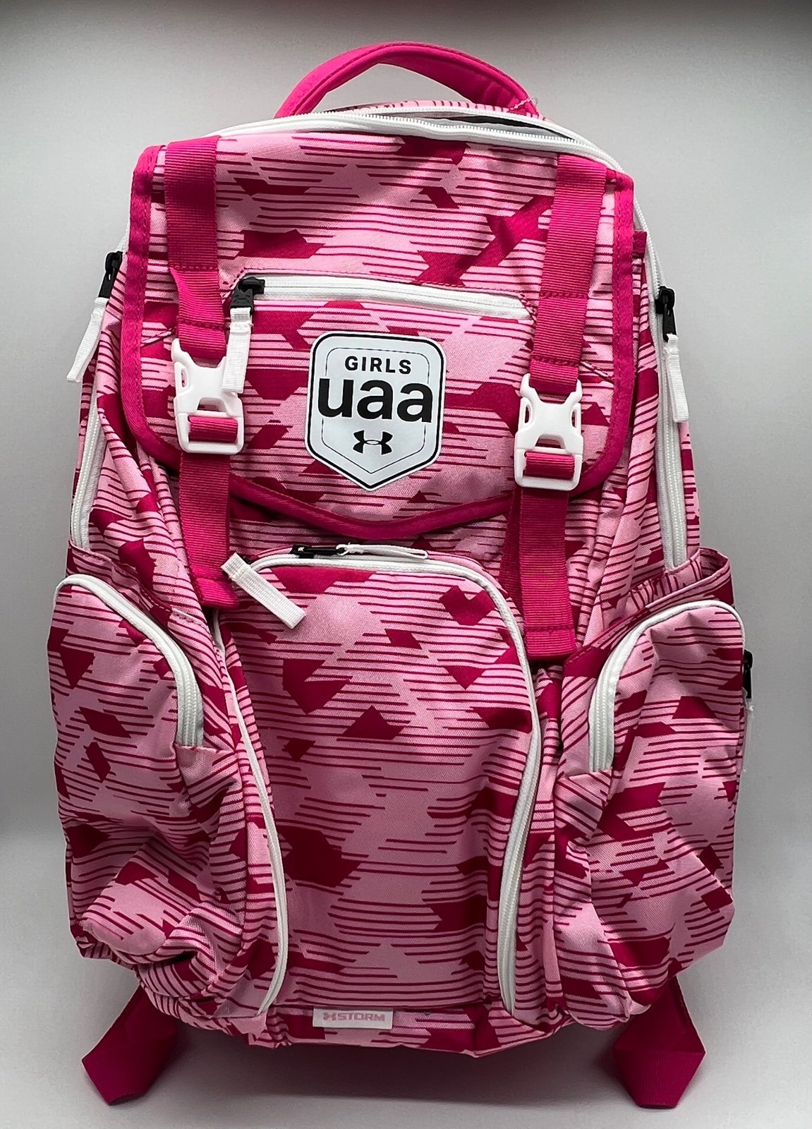 UNDER ARMOUR STORM GIRLS UAA BACKPACK BAG LARGE PINK EYBL CURRY RARE EXCLUSIVE