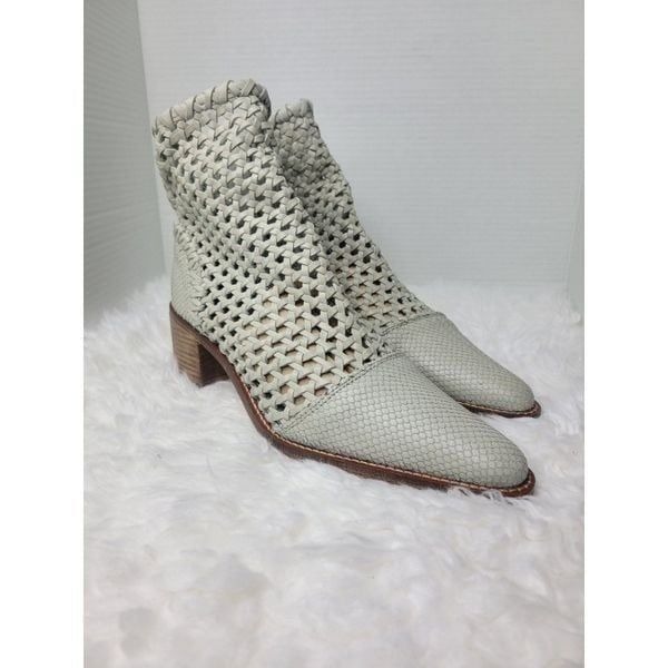 Free People In The Loop Woven Womens Bootie Shoes Size 8.5 Gray Leather Boots