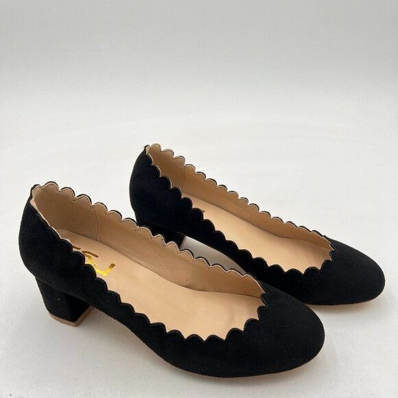 FSJ Women Comfortable Chunky Block Heel Pumps Shoes Round Closed Toe