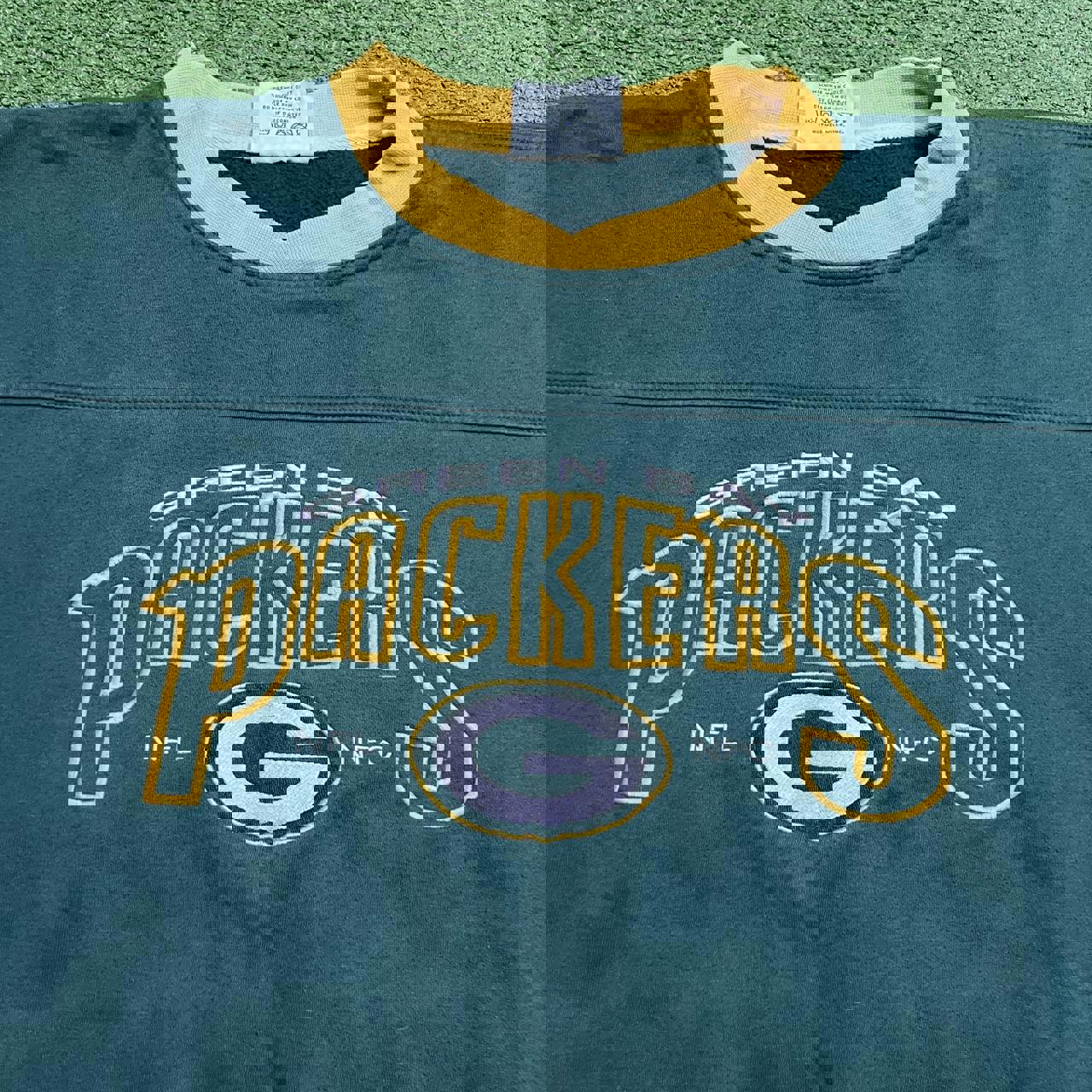 vintage green bay packers lee sport green and yellow crewneck