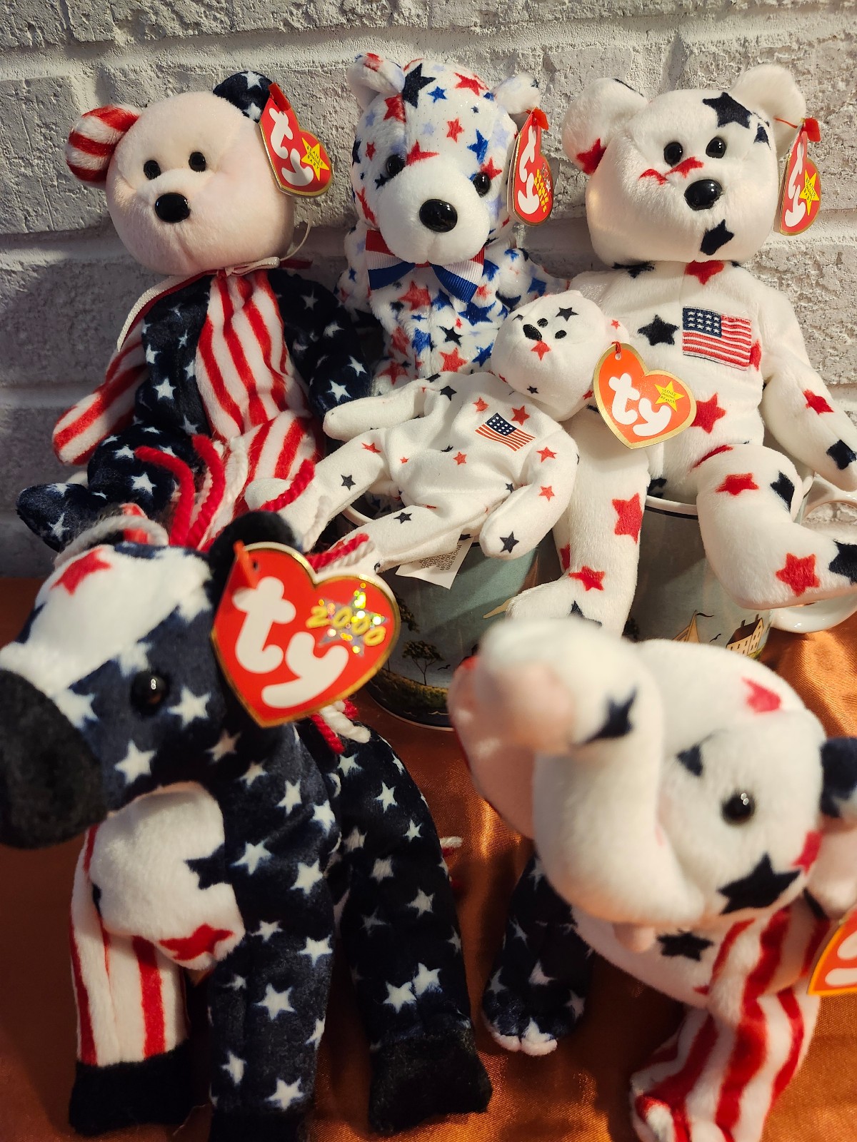 Vintage Ty Beanie Babies Left and Right Elephant and Donkey 2000 Set!