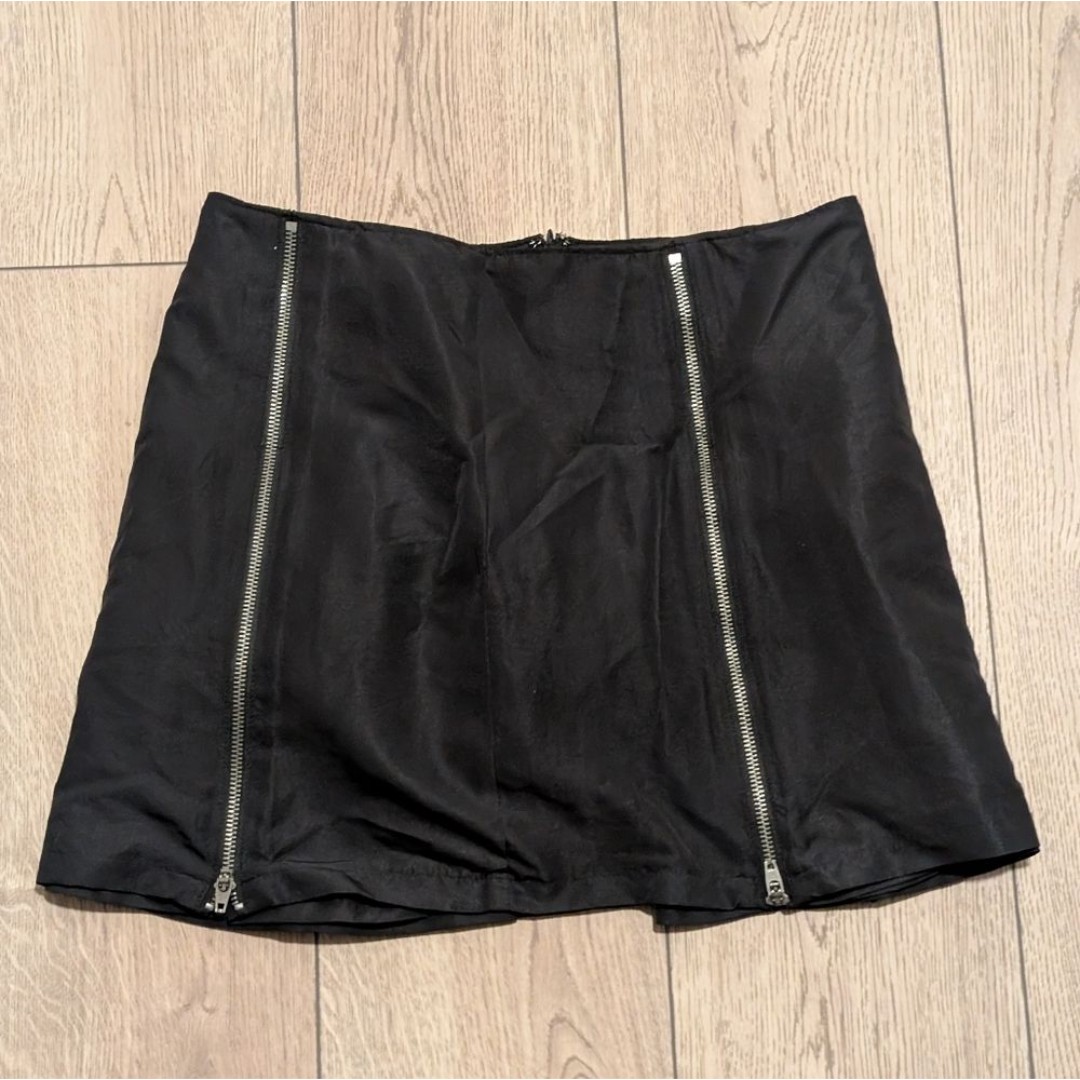 NEW Luella Bartley Womens 7 Black Zippers Mini Skirt A Line Grunge Punk Emo VTG