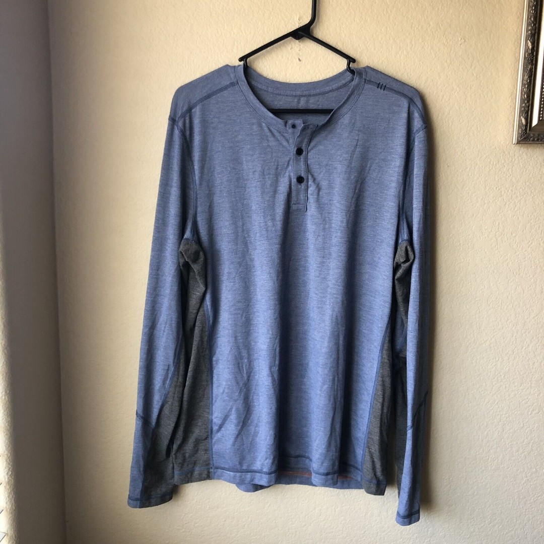 Lululemon Metal Vent Tech Long Sleeve Henley Shirt Men’s Size XL Blue/Grey