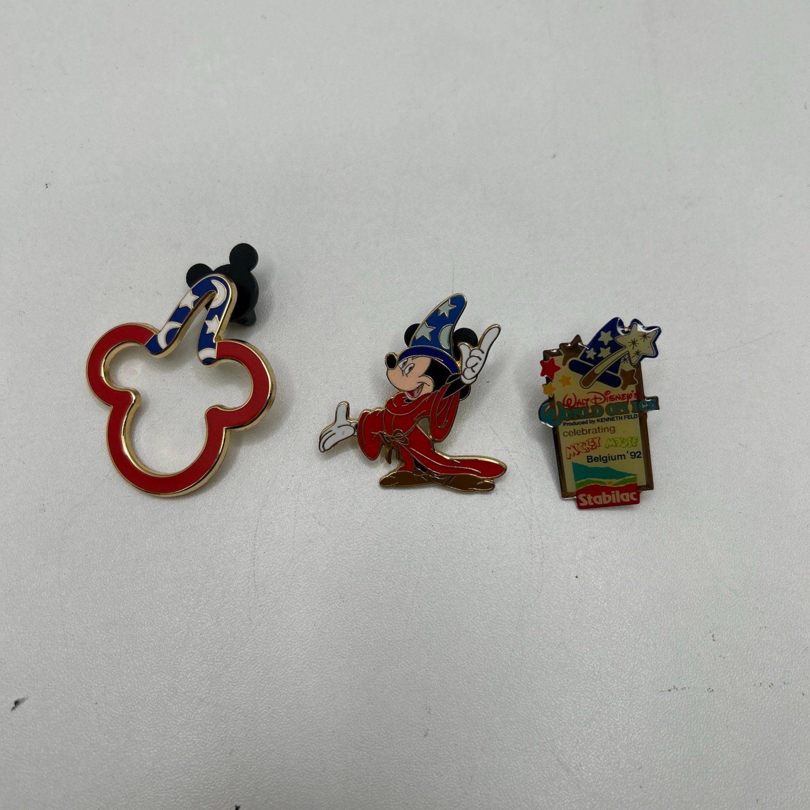 Disney Pin Trading Lot Of 3 Different Pins Sorcerer Mickey Mouse Disney On Ice