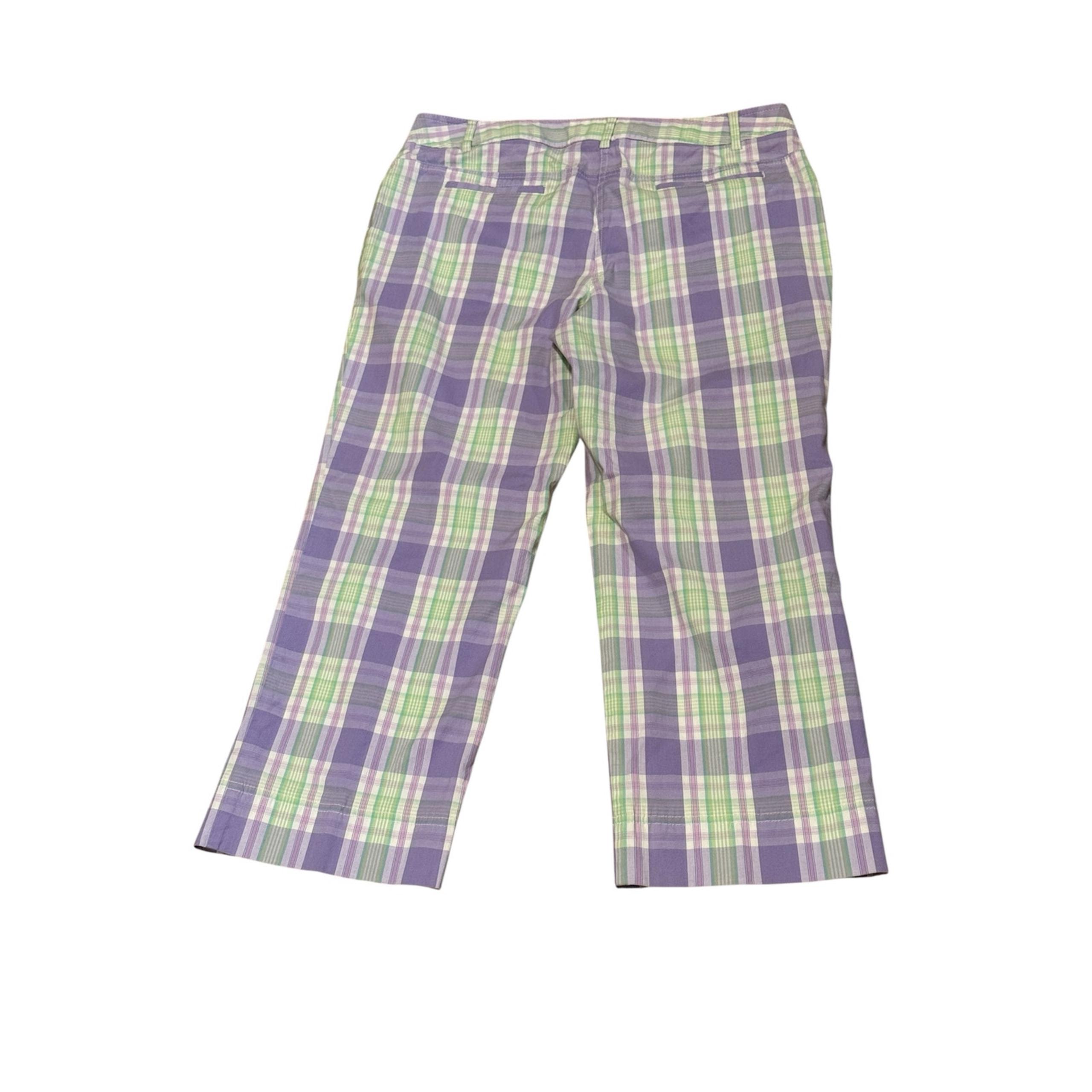 Ann Taylor Loft Ann 10 Capri Madras Plaid Classic Pants midrise pockets pastel