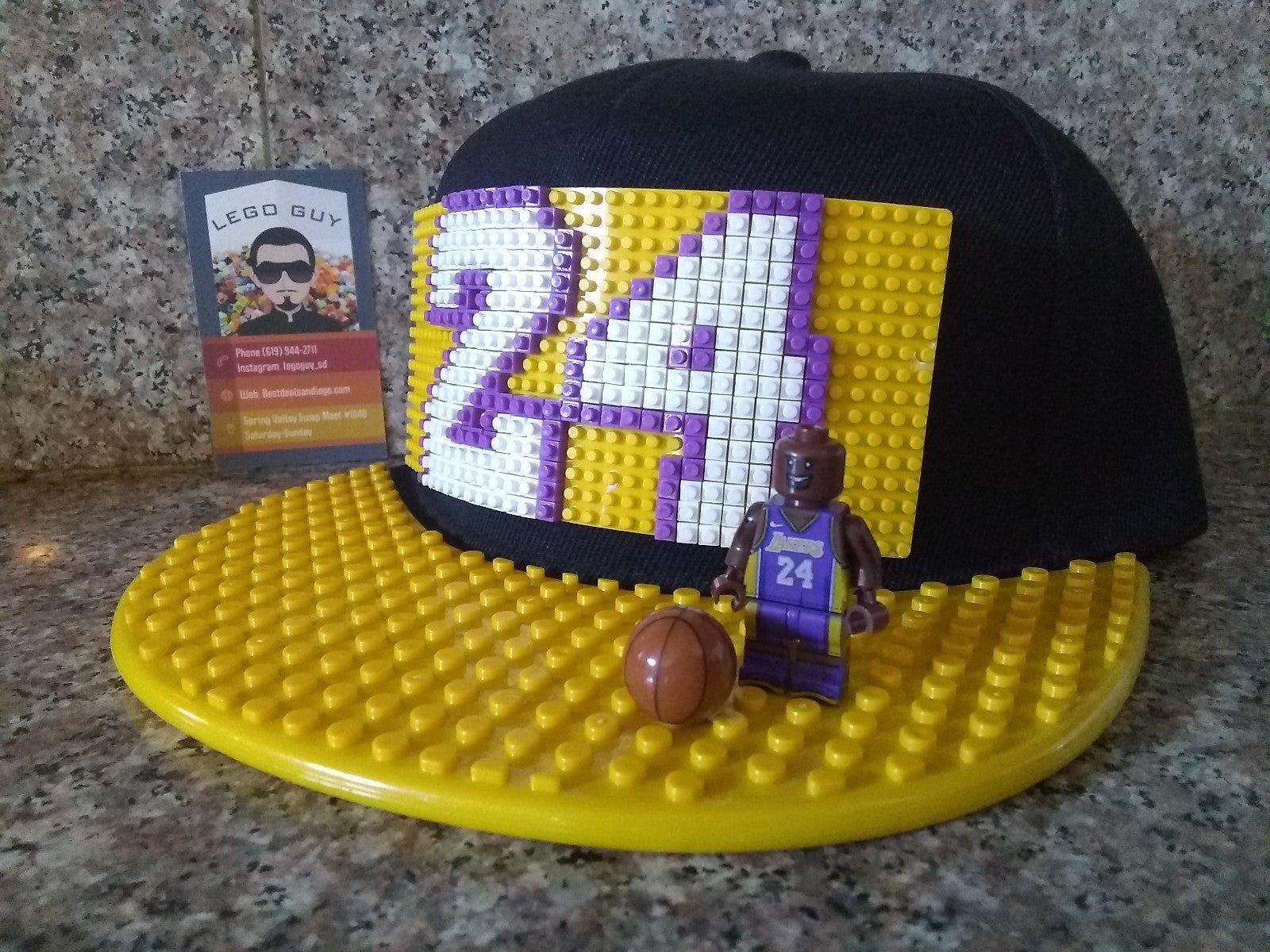 Adult Kobe Bryant #24 Custom Lego Hat (Yellow brim)