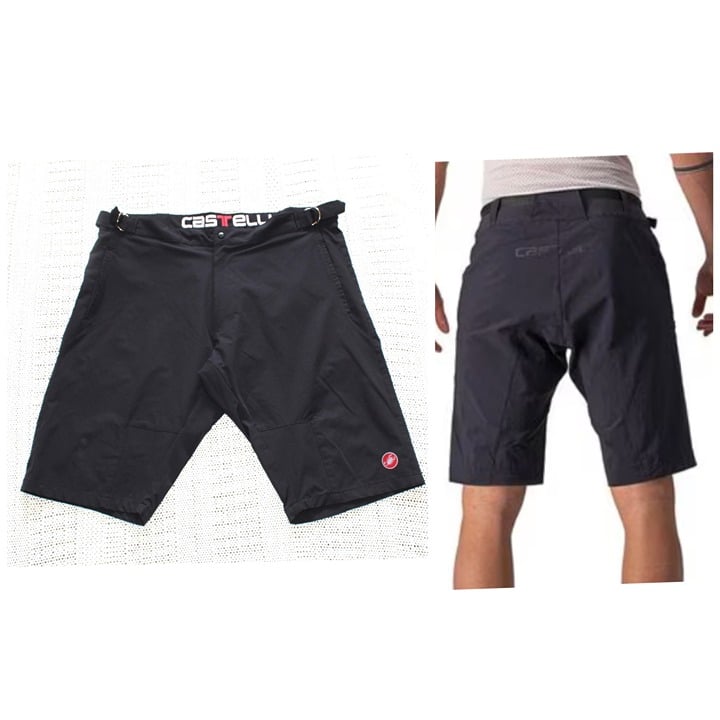 Castelli Men Black trail baggy Short Pants Size XL adjustable waist Pockets