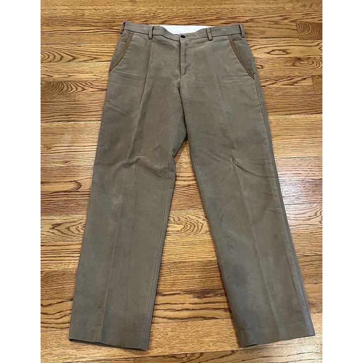 Orvis Hunting Pants Mens 36 Brown Outdoors Wool Trousers 34x32