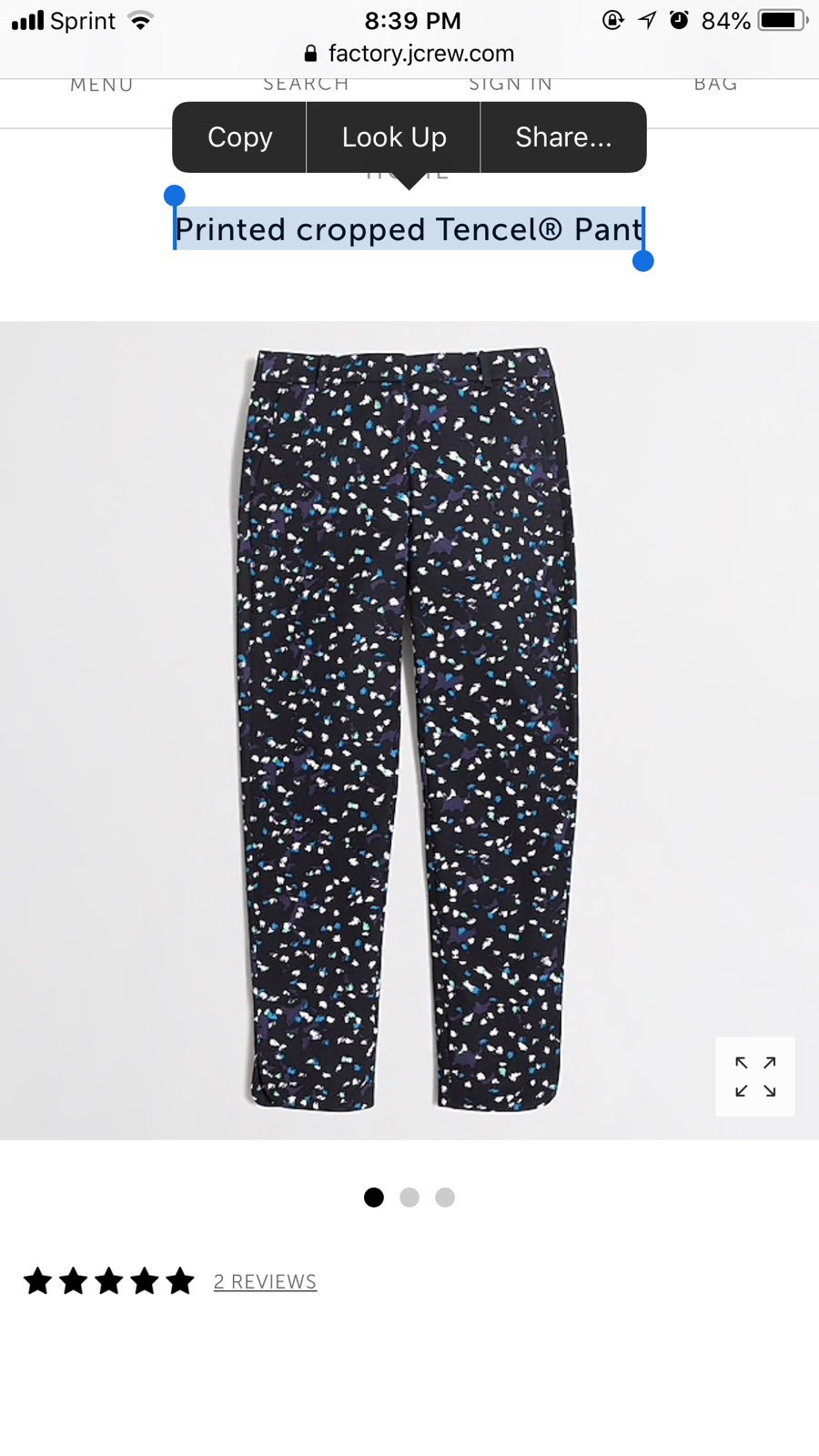 J. Crew Printed Cropped Fences Pant Sz10