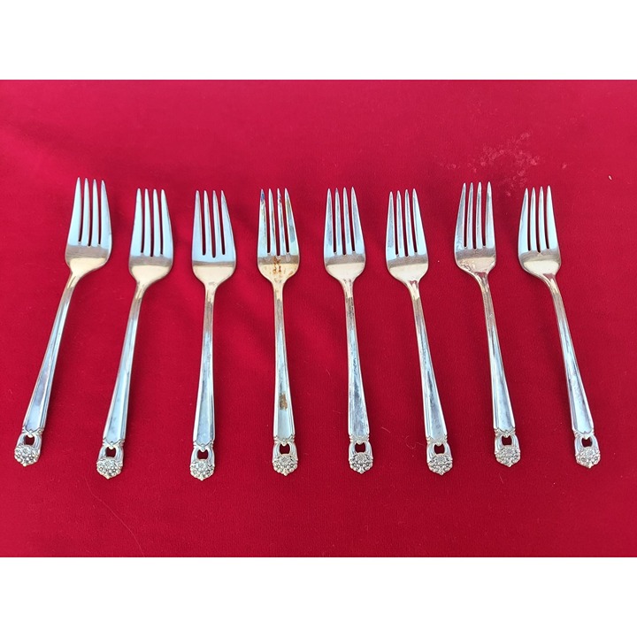 Rogers Eternally Yours Silverplate Individual Salad Forks Set Of 8 Vintage