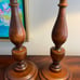 Wood turned candlestick pair-10.5” tall-Colonial-home decor-kitschy-mid century