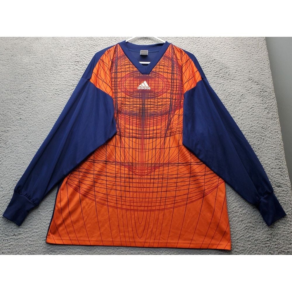 adidas Soccer Goalie Shirt Jersey Men Size XL Multi Raglan Sleeve V Neck Logo