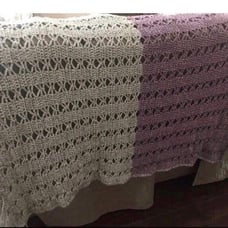 Handmade Crochet Blanket Afghan Throw Gray and Purple Size 48x54