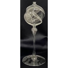 Formed Glass Oil Lamp 9.25” High x 3.75” Base W/Funnel With 3 Glass Tube Wick’s