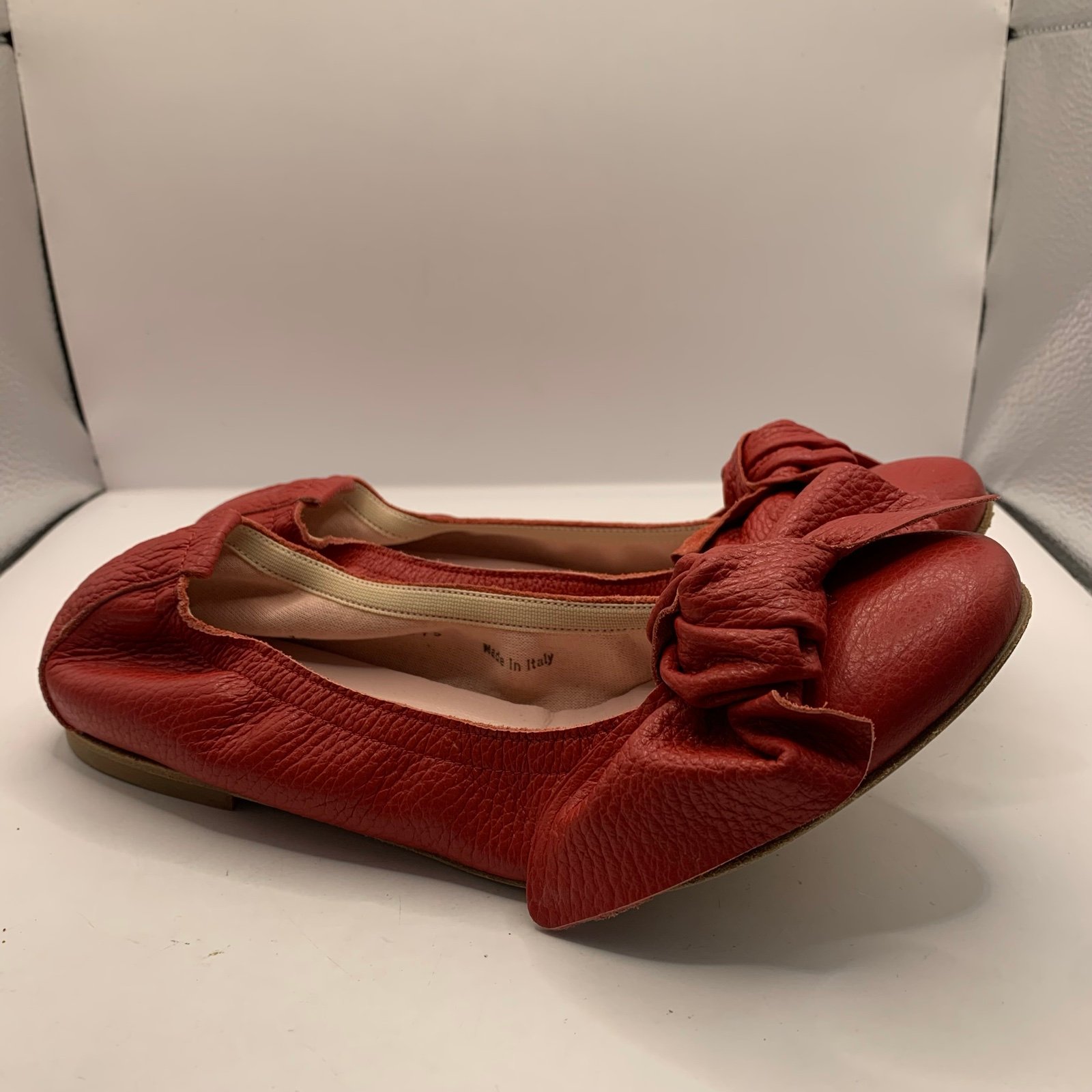 FERCA 81 Italian Leather Red Bow Flats Size 39 US 8