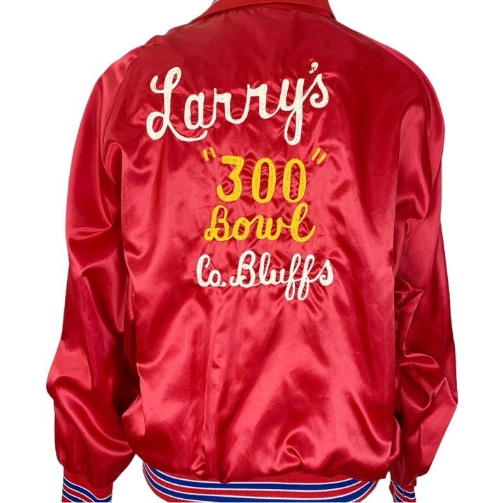 Vintage Bowling Satin Jacket Red Larry