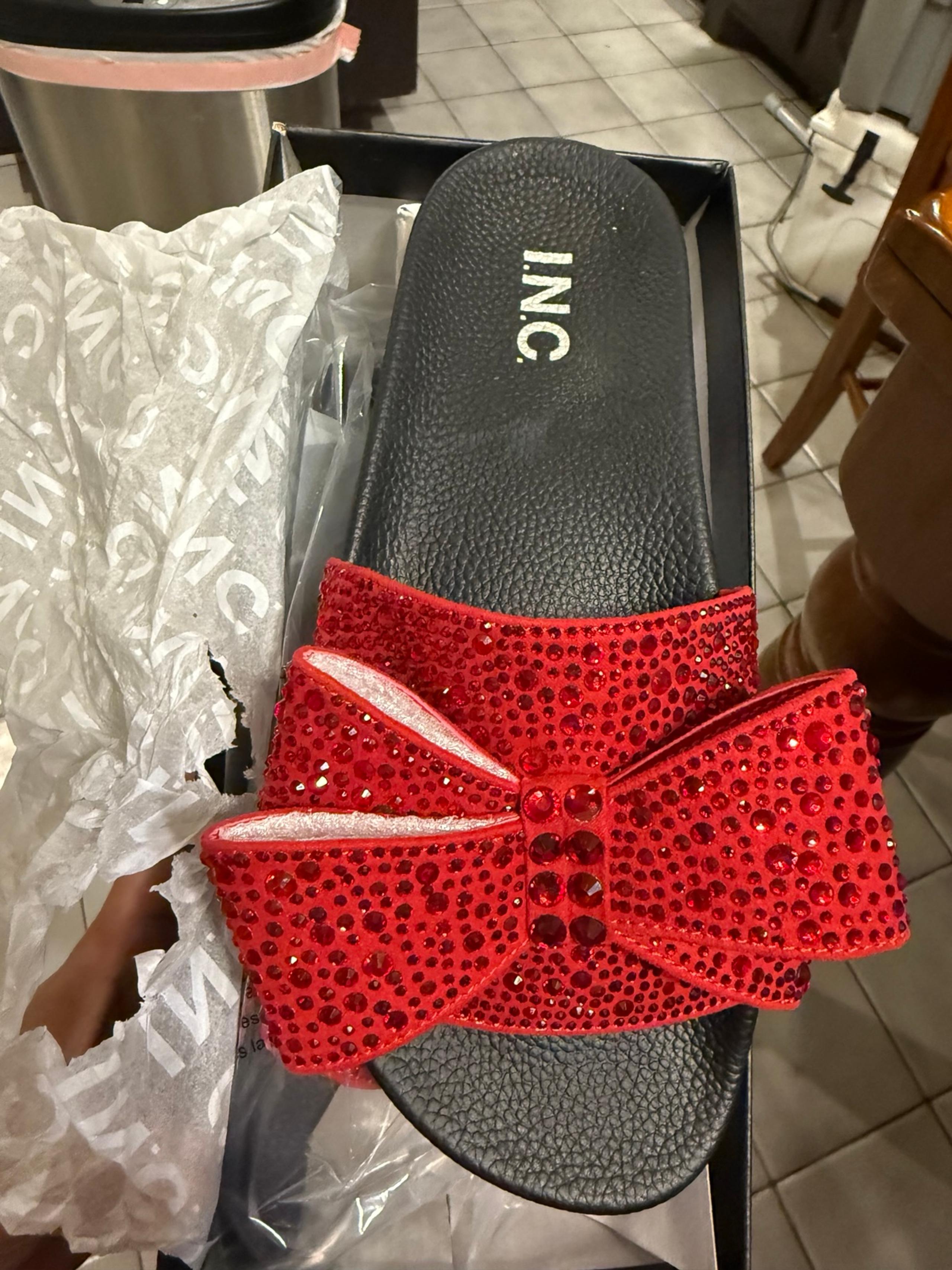 NEW INC International Concepts Red Bow Rhinestone Sandals Shoes size 7