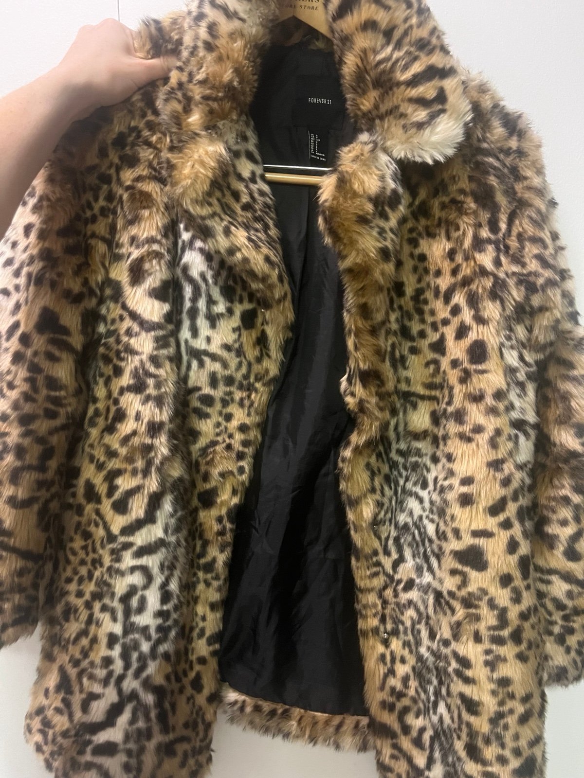 Cheetah print faux fur coat