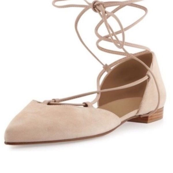 Stuart Weitzman Beige Suede d'Orsay flats