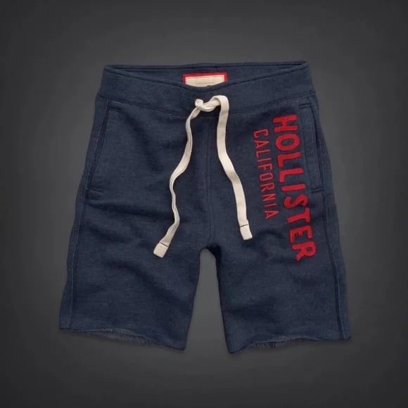 Hollister Co. Navy Logo Fleece Athletic Shorts