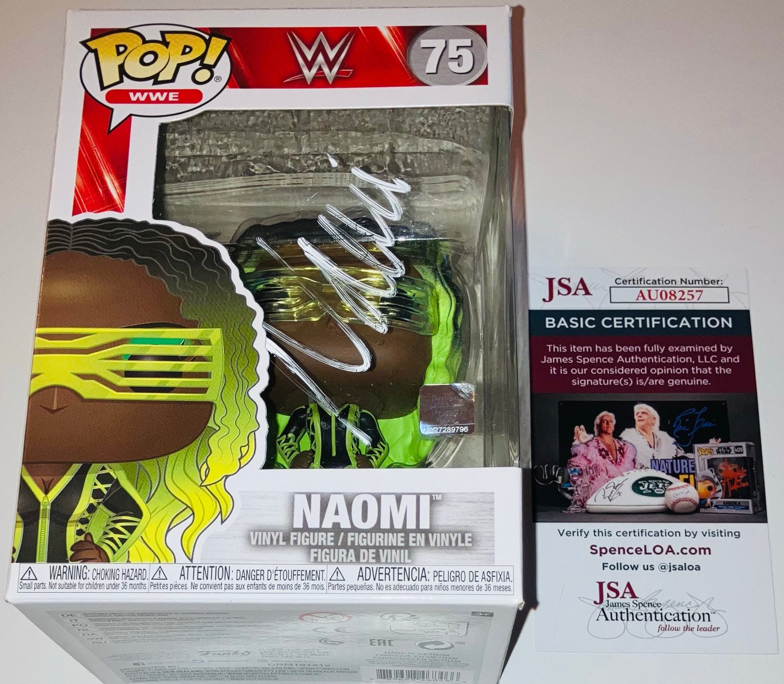 NAOMI SIGNED AUTOGRAPHED WWE FUNKO POP FIGURE #75 JSA COA RARE!