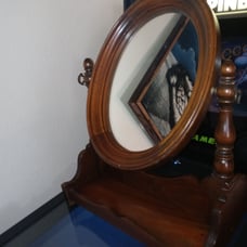 Rare Antique Walnut Tabletop Vanity Mirror