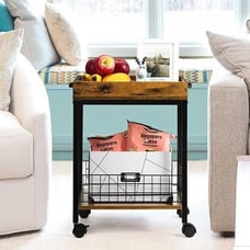 NEW Side Table with Wheels ,End Table with Removable Serving Tray.