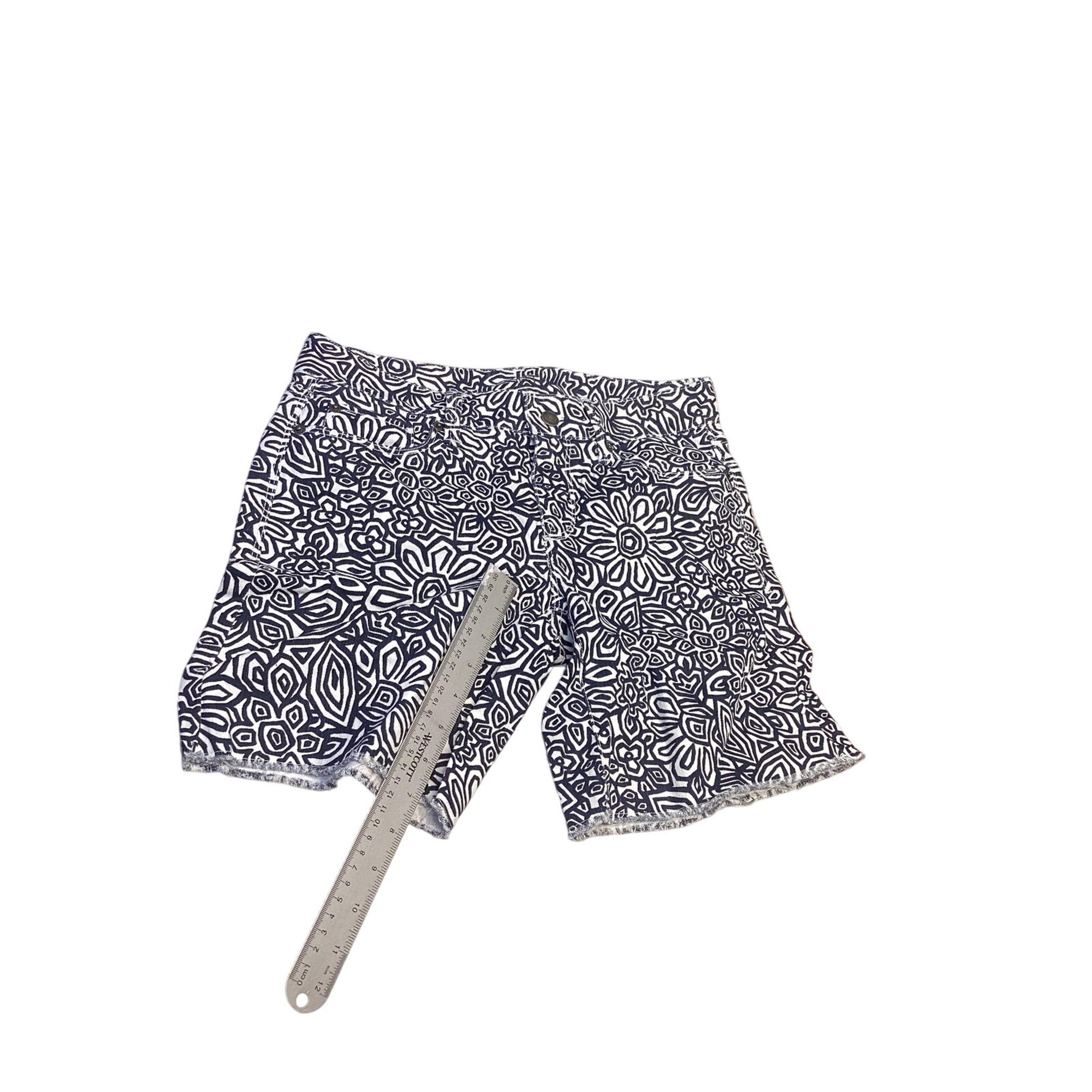 Ann Taylor LOFT Signature Women's Short Paisley Blue/White Stretch Shorts Medium