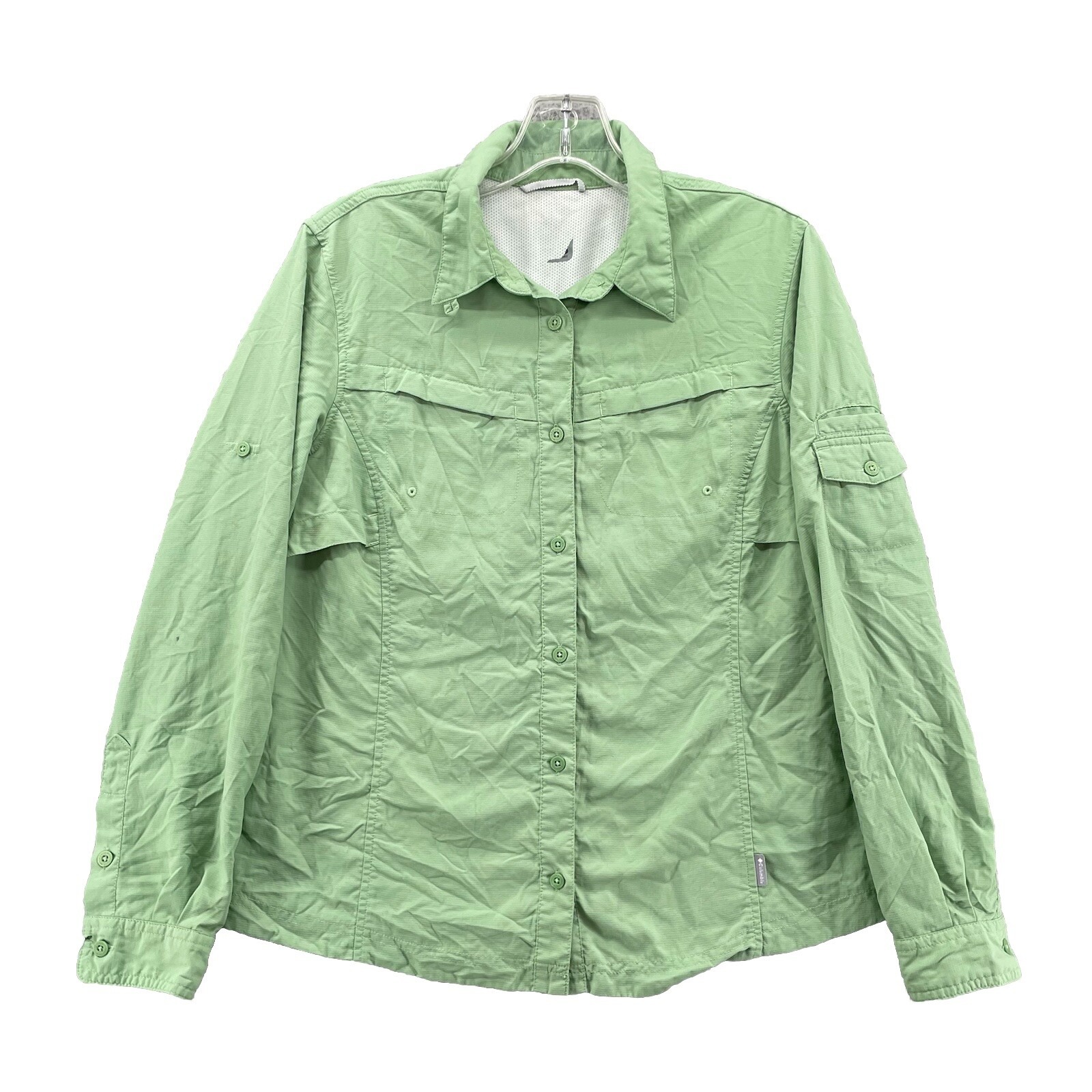 Columbia Fishing Shirt Women Small Green Vented Hiking Outdoors Camping Gorpcore