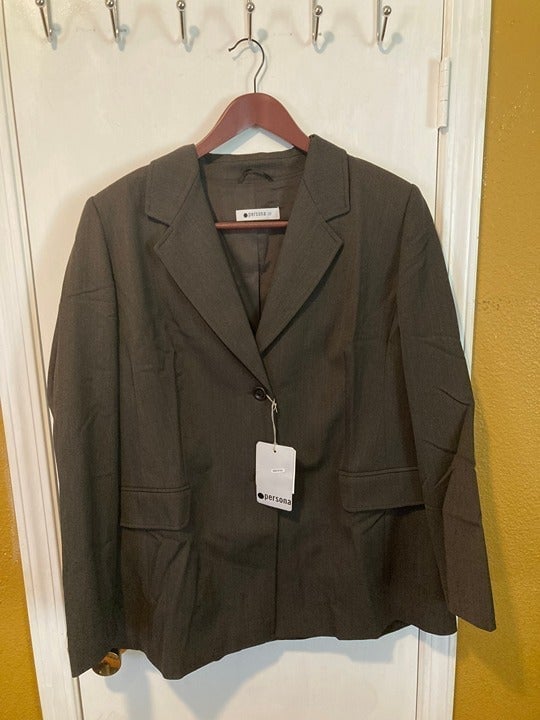 Persona Italy women's size US 18 two button w/ SHOULDER PADS blazer suit jacket